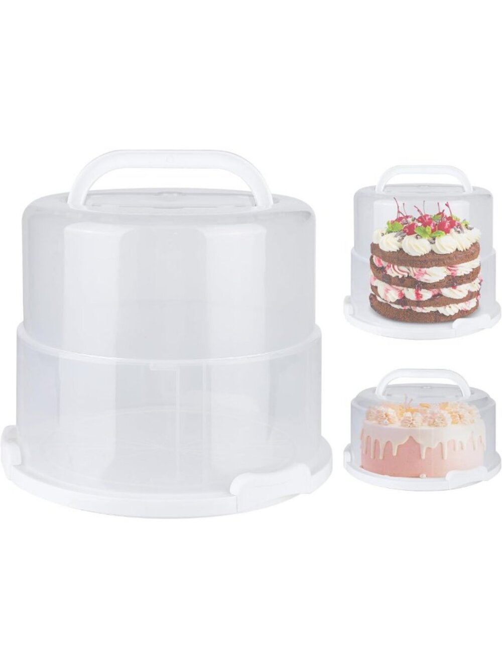 Foldable Cake Carrier with Lid & Handle | Tall 10" Round Cake Transport